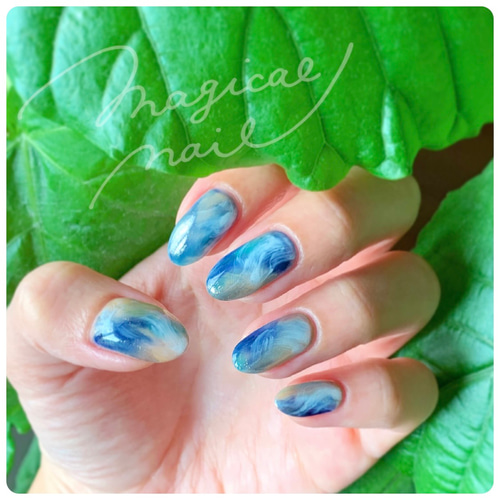 個性派◇地球ネイル 青ニュアンスネイルチップ ブルー アース 普段使い