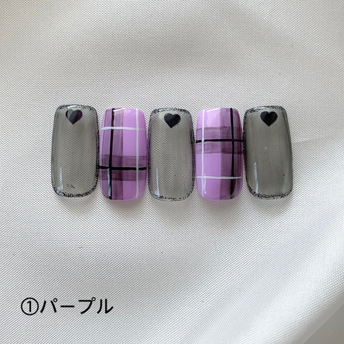 可愛い♡タータンチェック×シアーブラック 秋冬ネイル フラッシュ