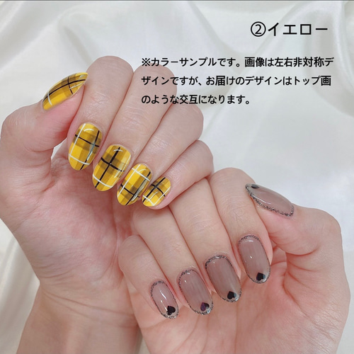 可愛い♡タータンチェック×シアーブラック 秋冬ネイル フラッシュ