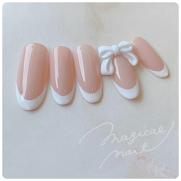 3Dリボン♡フレンチネイル ブライダル 結婚式 ガーリー 可愛い  