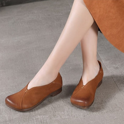 【送料無料】新しいレトロな牛革のソフトソールの女性靴 1枚目の画像