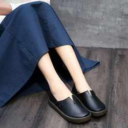 【送料無料】新しい手作りの女性の靴革ファッションオリジナルレトロな女性の革フラットシューズ 4枚目の画像