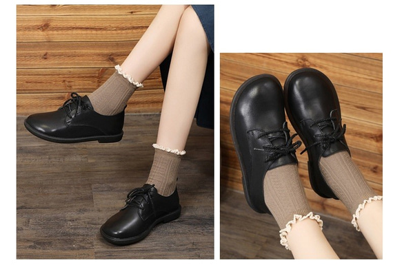 【送料無料】手作り女性靴新作シングルシューズフラットカジュアルシューズ 3枚目の画像