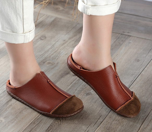 【送料無料】春と夏の新しいスタイルの牛革シングルシューズ手作りのレトロな女性の靴 4枚目の画像