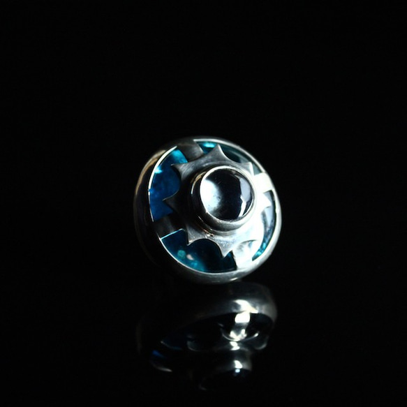 Star Crossed Ring [1点限定デザイン] ブルー ガラス ピューター リング サイズ#13 1枚目の画像