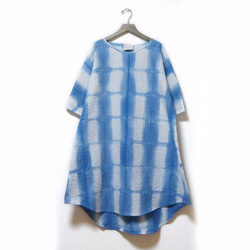 藍染棉質足球條紋 魚尾連身裙03 第1張的照片