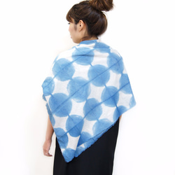 天然藍染亞麻圍巾(正方形)03 第2張的照片