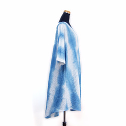 【訂製】藍染棉質足球條紋 魚尾連身裙 第4張的照片