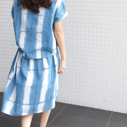 【セール】藍板締め染綿ストライプスカート03 2枚目の画像