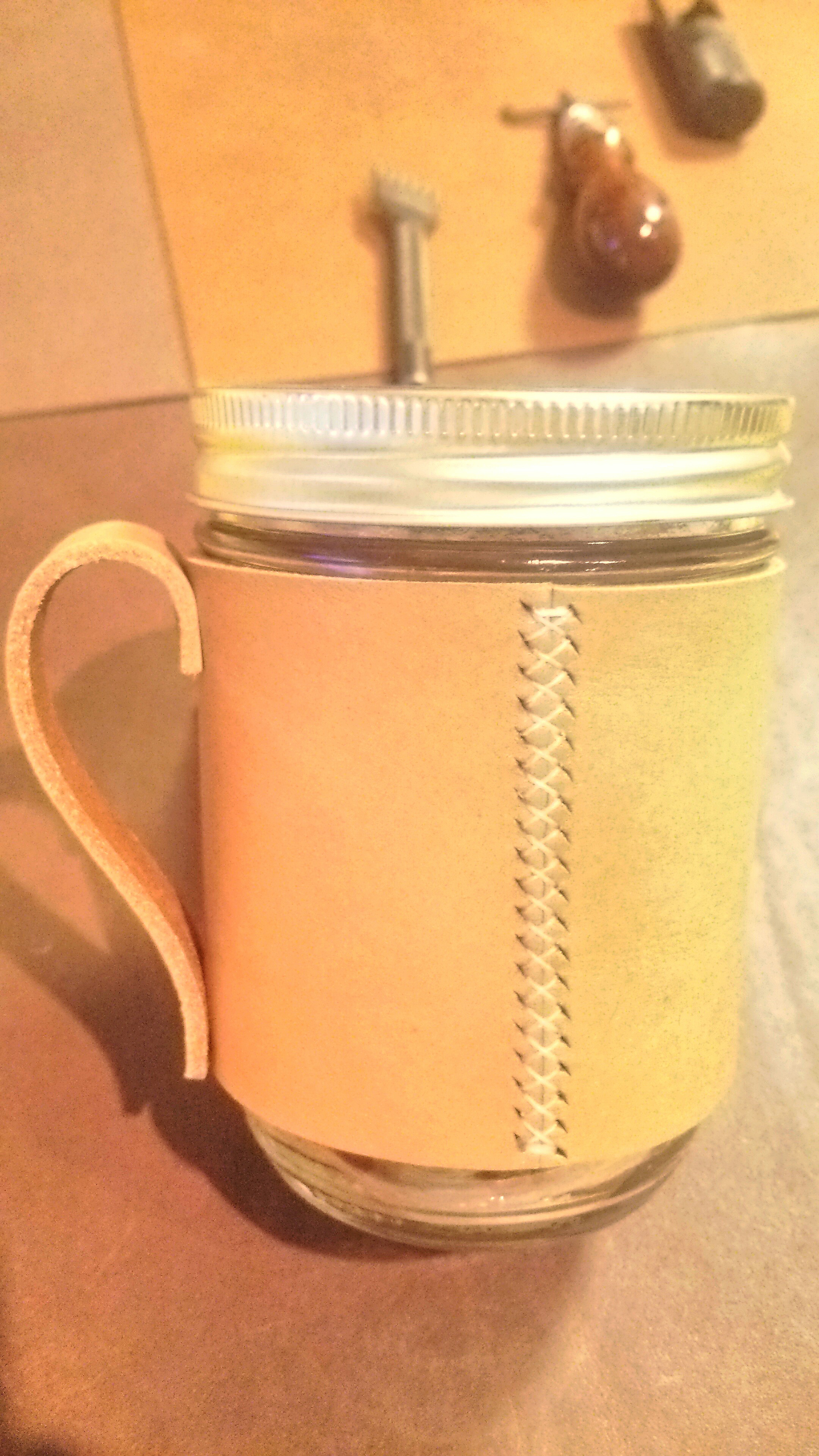 【な】メイソンジャーレザーマグ　16ozワイドマウス付×２ 【な】メイソンジャーレザーマグ　16ozワイドマウス付×２