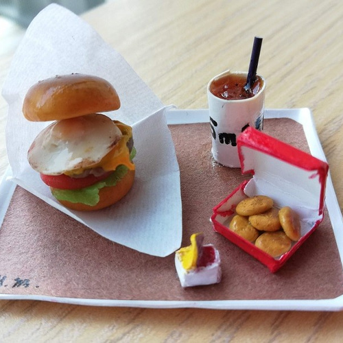 ミニチュアフード オーダー 展示のみ】ミニチュアフード お好み焼き定食 作家：京都まめひろさん