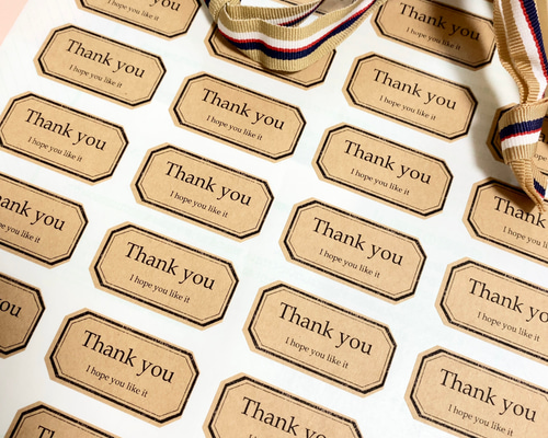 No.167サンキューシール クラフト40枚 ハンドメイド シンプルThank you