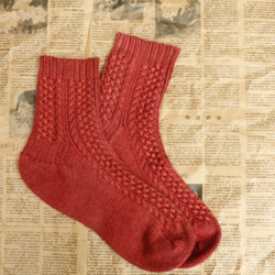 洗濯機で洗える手編みの靴下　Sappan Wood+Cu 4枚目の画像