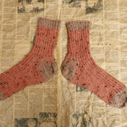 洗濯機で洗える手編みの靴下　Sappan Wood　ゆったりサイズ 7枚目の画像