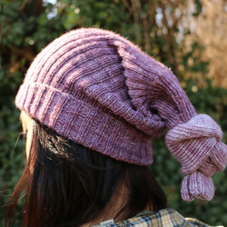 洗濯機で洗えるニット帽. Knot Watch Cap　 Pale violet-red 5枚目の画像