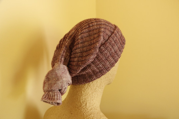 洗濯機で洗えるニット帽. Knot Watch Cap　 Pale violet-red 4枚目の画像