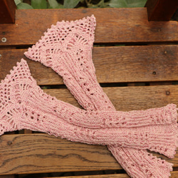 　コットンとシルクのア－ムカバ－ロングタイプ　Pale Pink　 UV加工糸使用 4枚目の画像