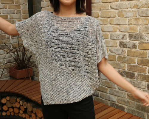 M.KYOKO サマーニット INED ニット セーター 「WEB限定」ホールガーメント 鹿の子編みVネック