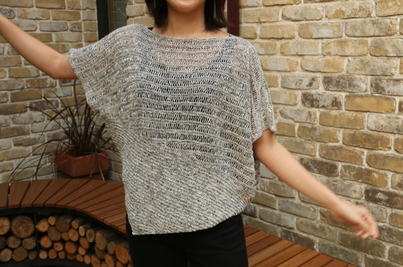 佐藤繊維　未使用サマーニットワンピース　シルク×リネン×和紙 マルチカラー 佐藤繊維 未使用サマーニットワンピース シルク×リネン×和紙 マルチ