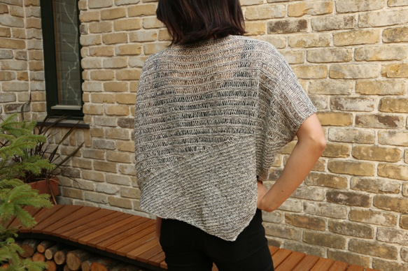 Miko 涼　竹繊維と麻の糸で編んだサマーニット　モノトーン墨色　Mサイズ 5枚目の画像