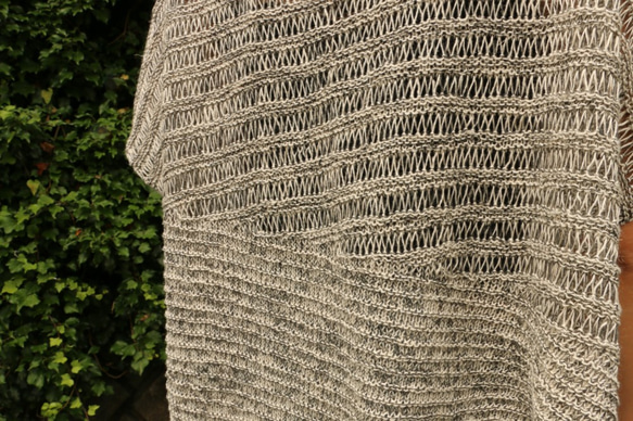 Miko 涼　竹繊維と麻の糸で編んだサマーニット　モノトーン墨色　Mサイズ 4枚目の画像