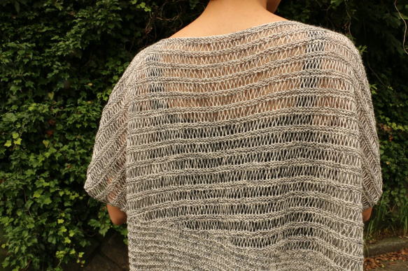 Miko 涼　竹繊維と麻の糸で編んだサマーニット　モノトーン墨色　Mサイズ 6枚目の画像