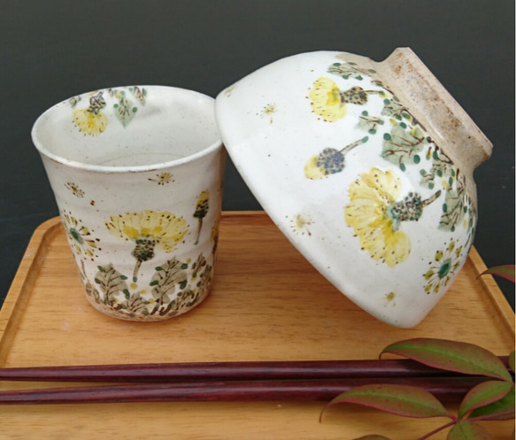 タンポポ柄ご飯茶碗湯呑みセット 茶碗・めし碗 じゅん陶房 通販