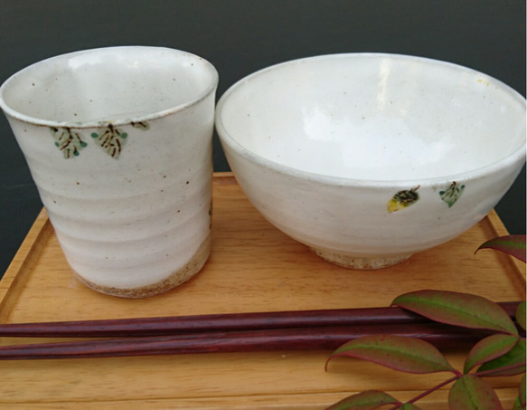 タンポポ柄ご飯茶碗湯呑みセット 3枚目の画像