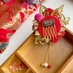 純手工玫瑰蝴蝶頭飾 新娘頭飾 和服髮式 第4張的照片