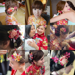 純手工玫瑰蝴蝶頭飾 新娘頭飾 和服髮式 第6張的照片