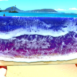 【受注製作】Moana Poni (Purple Ocean)With Aloha from Hawaii 波アート 1枚目の画像