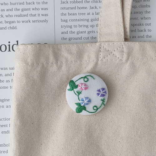 爽やかな朝顔の刺繍ブローチor刺繍ヘアゴム 夏 ブローチ かな