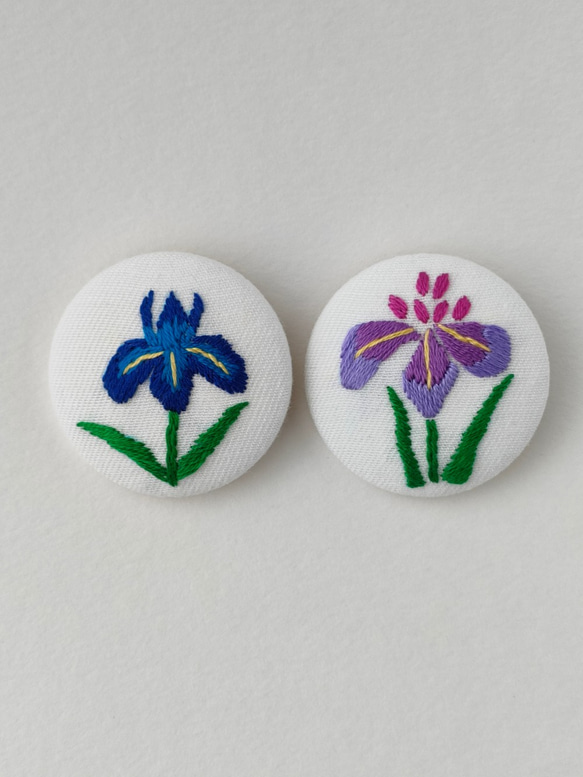 あやめ花菖蒲の刺繍ブローチ（紫） 5枚目の画像