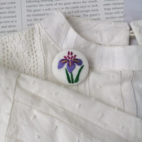 刺繍の掛軸 （菖蒲）ハンドメイド