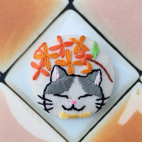 春デザイン チューリップの花束 猫ちゃんヘアゴム