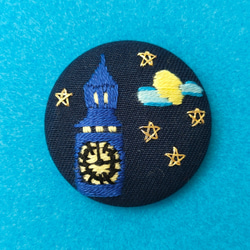 ビッグベンと星空刺繍ブローチ 2枚目の画像