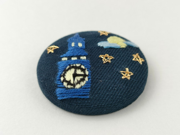 ビッグベンと星空刺繍ブローチ 5枚目の画像