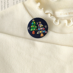 【受注製作】キラキラクリスマスツリー刺繍ブローチor刺繍ヘアゴム 6枚目の画像