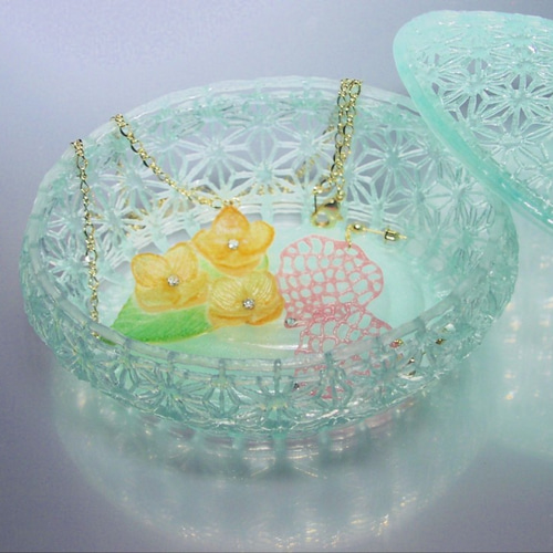 ガラスのボンボニエール(ブルーグリーン)『受注制作』 その他ケース