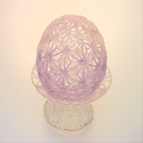 ガラスの麻の葉レースエッグ(ラベンダー＆ピンク) 3枚目の画像