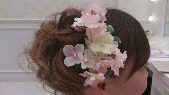 アレンジ自由♪SAKURAと紫陽花のヘッドドレス～Cherry blossoms in full bloom～ 2枚目の画像