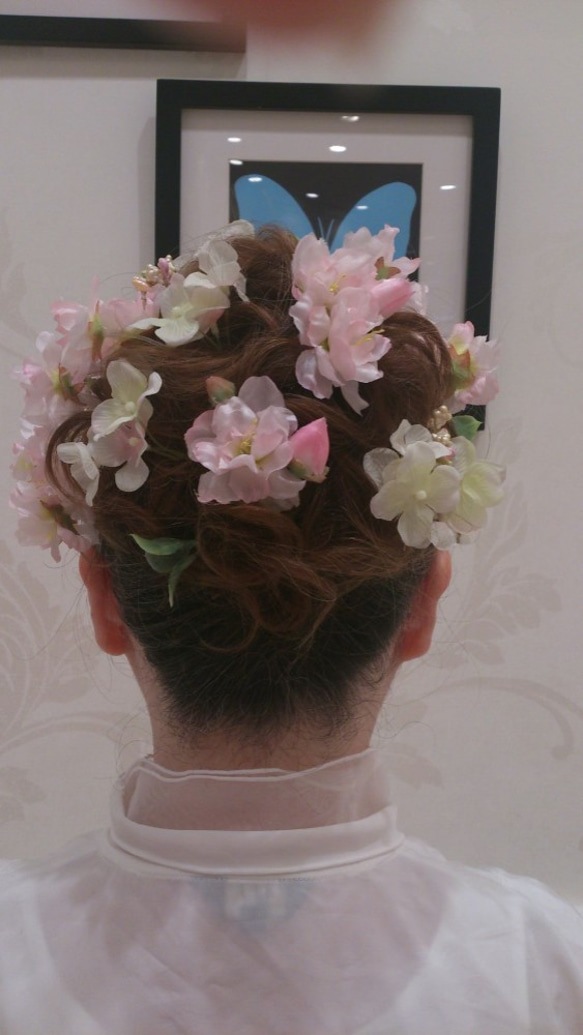 アレンジ自由♪SAKURAと紫陽花のヘッドドレス～Cherry blossoms in full bloom～ 3枚目の画像