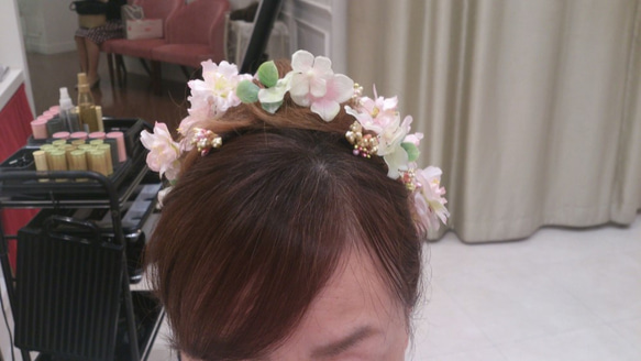 アレンジ自由♪SAKURAと紫陽花のヘッドドレス～Cherry blossoms in full bloom～ 4枚目の画像