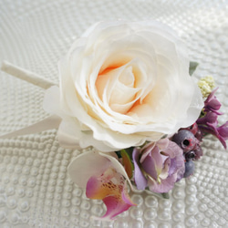 羅斯和塵埃鏡雲集的蘭花花束和胸花〜玫瑰和蘭花的歌姬〜 第5張的照片