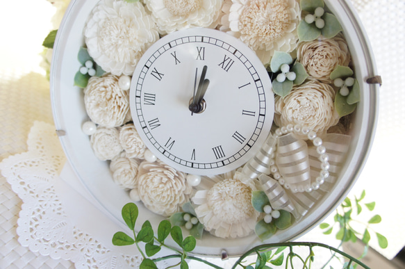 （再販×11）結婚祝いに♪アニバーサリーギフトに♪花時計（ホワイト）◆ 4枚目の画像