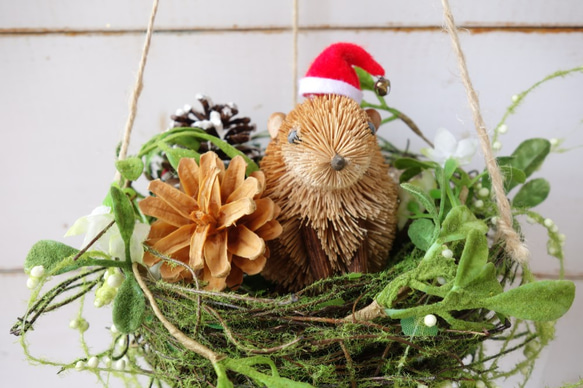 森の中でかくれんぼ♪動物達のクリスマス風ハンキング 2枚目の画像