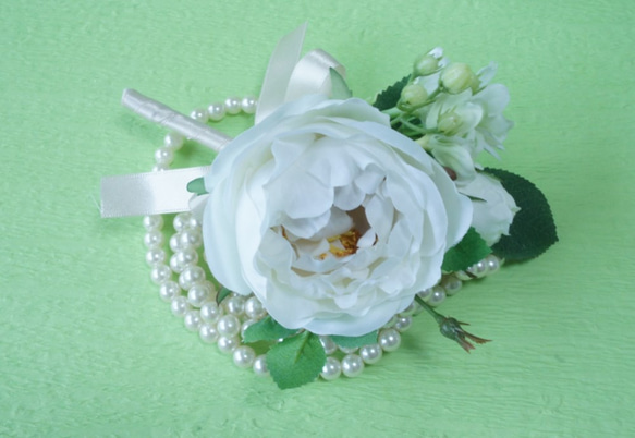 精美的婚禮顏色♪塞西莉亞玫瑰和茉莉花束和Bootonia 第3張的照片