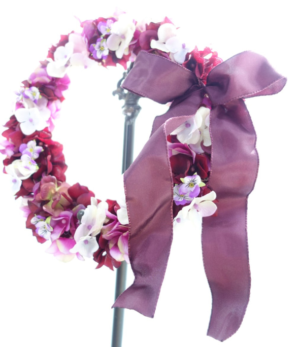 ～mauve～大人カラーで美しく…紫陽花のリース 1枚目の画像