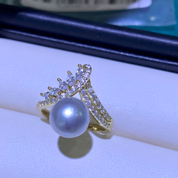 【任意一点】天然真多麻真珠　一粒リング8-9mm　s925 1枚目の画像