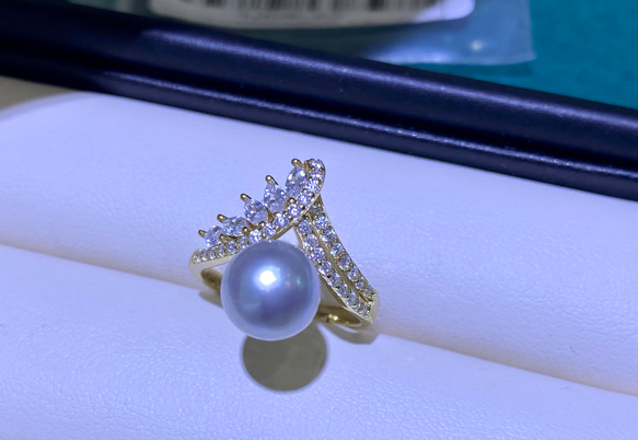 【任意一点】天然真多麻真珠　一粒リング8-9mm　s925 1枚目の画像